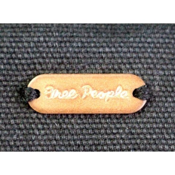 Free People BLACK REAL LEATHER RED CORD STRAP X-BODY SHOULDER BAG HANDBAG PURSE - Picture 8 of 12